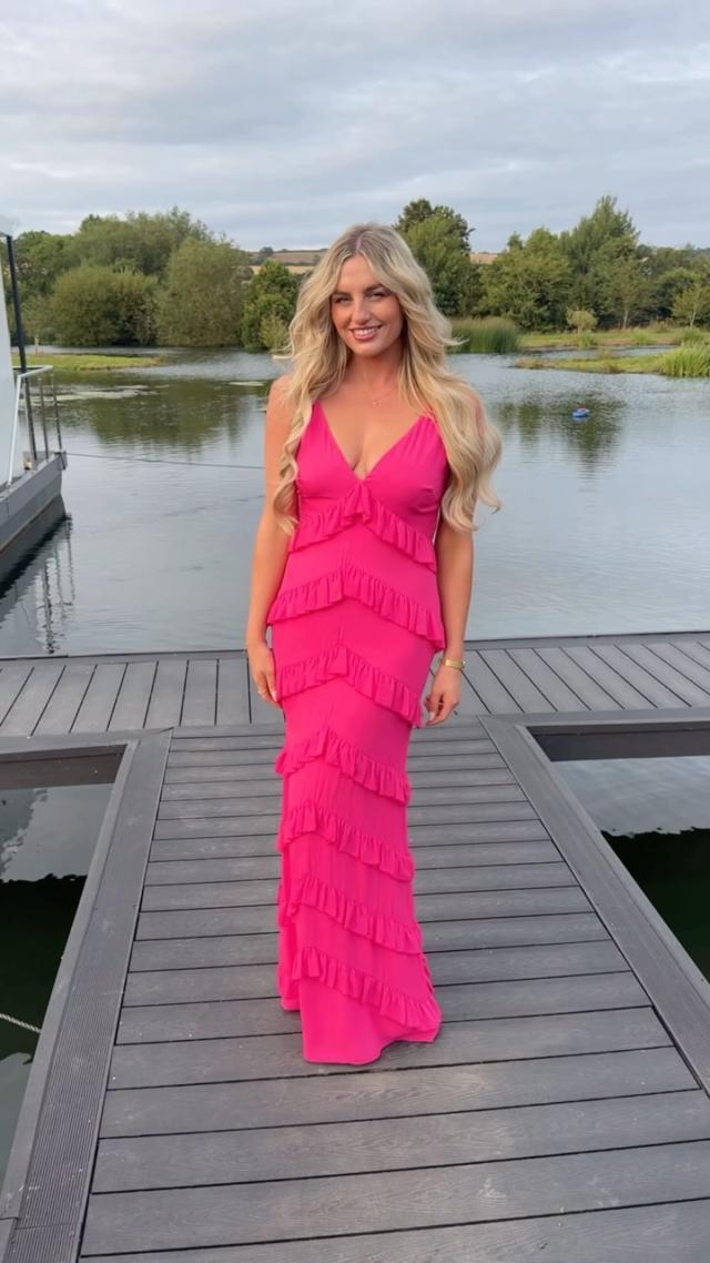 pretty lavish pink ruffle dress Welcome Wedding Drinks 💓 Dress is prettylavishuk rented from wearonceloved  🫶🏼