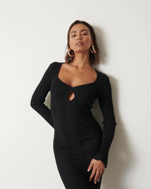 strapless open back dress Immy Strapless Rib Mini Dress Red Stripe main image 1