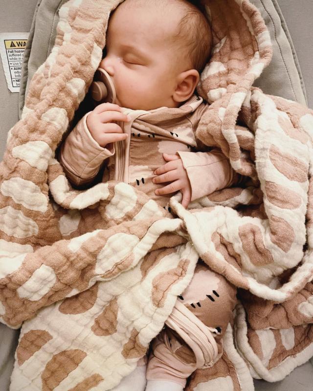 Jacquard Cotton Neutral Baby Blanket | Crane Baby