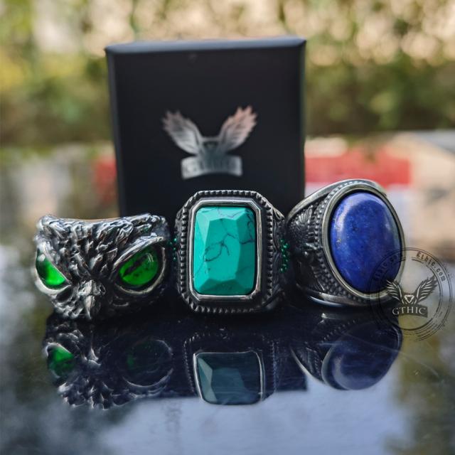 Lapis Lazuli Archangel Michael Stainless Steel Gemstone Ring – GTHIC