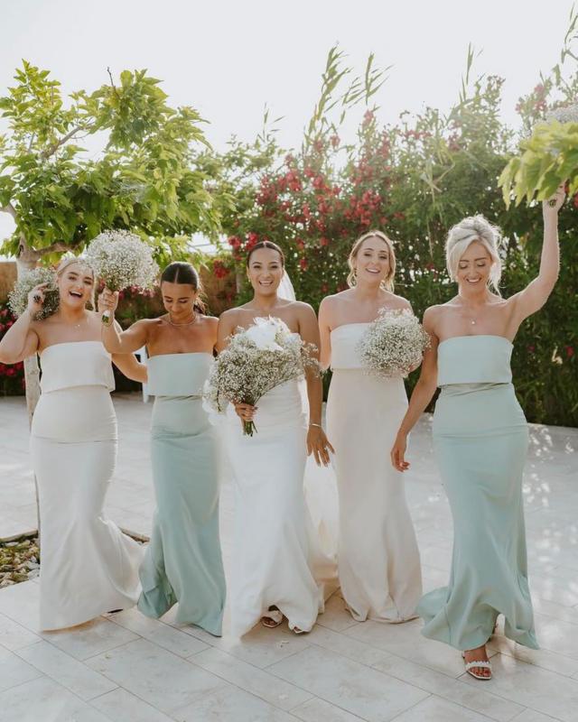 Julia Strapless Crepe Maxi Bridesmaid Dress - Sage  Pretty Lavish