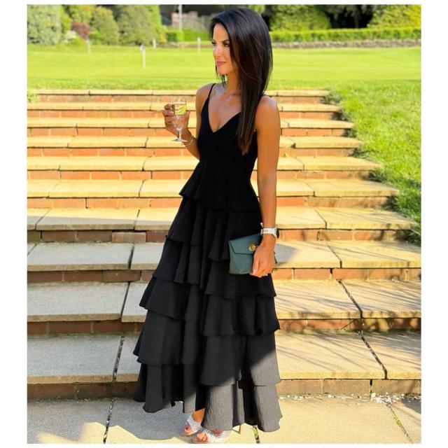Lissy Ruffle Textured Maxi Dress - Black  Pretty Lavish