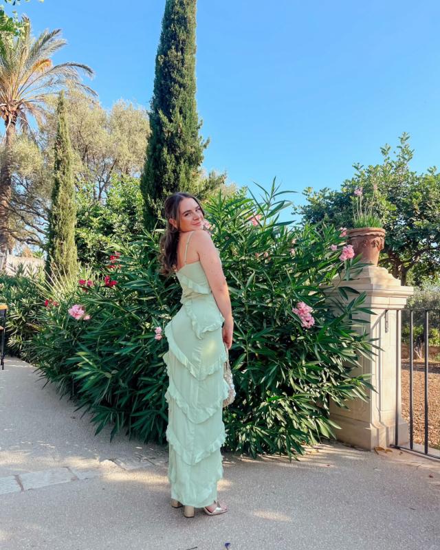 Nadine Ruffle Maxi Dress Pistachio – Pretty Lavish