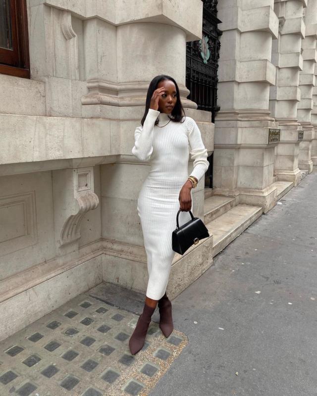 Abbey Knit Midaxi Dress - Cream – Pretty Lavish