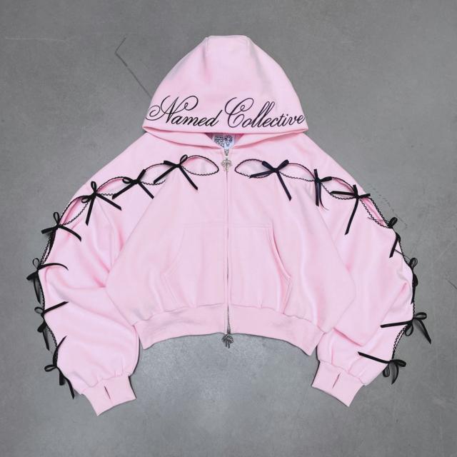 PRINC355 Ribbon Crop Zip Hoodie Baby Pink – NAMED COLLECTIVE®