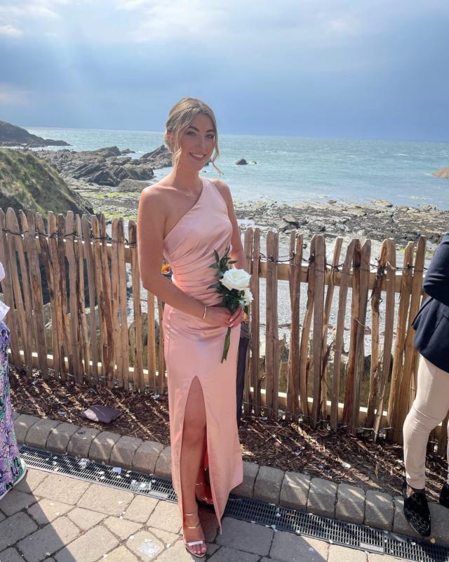 Amelia Ruched Maxi Bridesmaid Dress - Matte True Blush Pretty Lavish Amelia Ruched Maxi Bridesmaid Dress - Matte True Blush Pretty Lavish