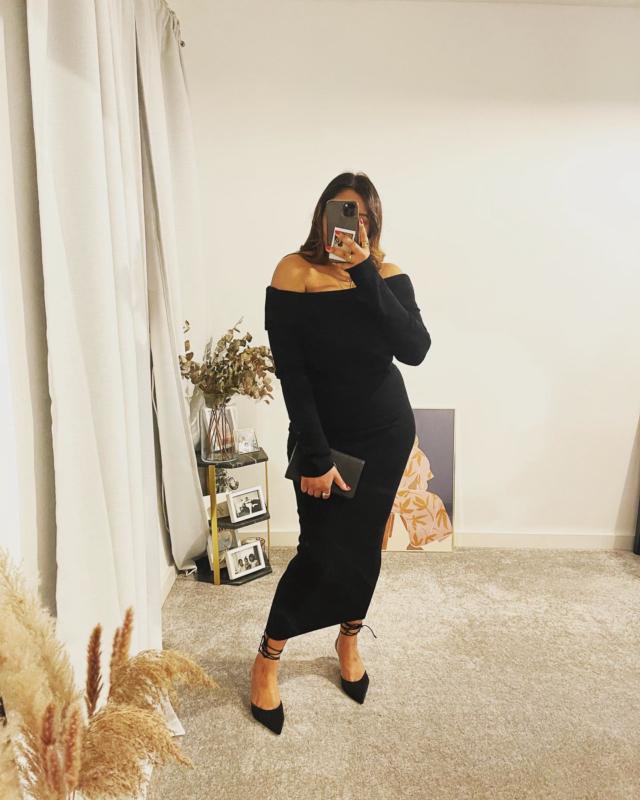 Soreya Bardot Knit Dress - Black – Pretty Lavish