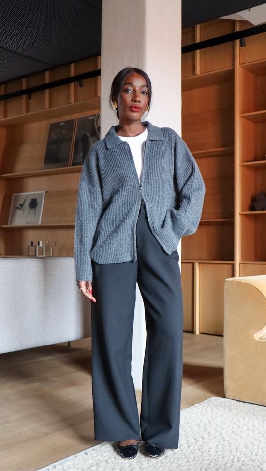 Carla Zipped Knit Jumper - Charcoal – Pretty Lavish