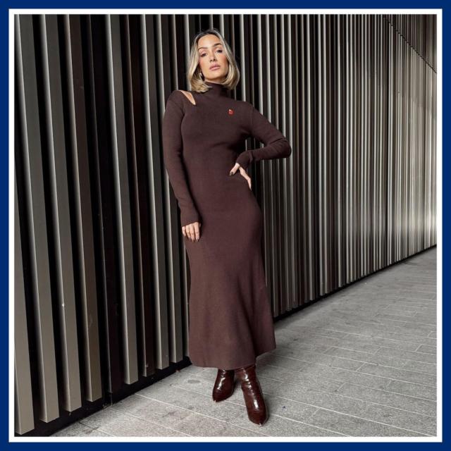 Mabel High Neck Jersey Maxi Dress - Brown  Pretty Lavish