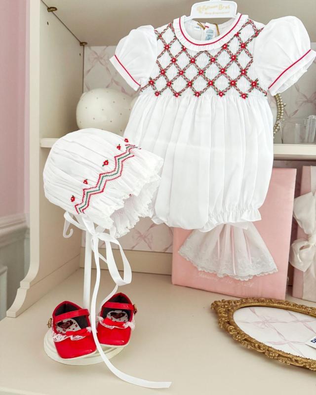 Girls Holiday Smocked Lace Bonnet I Feltman Brothers Girls Holiday Smocked Lace Bonnet I Feltman Brothers