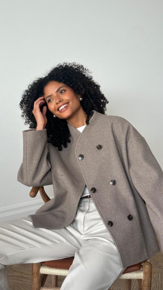 Oliviana Felted Button Jacket - Greige – Pretty Lavish