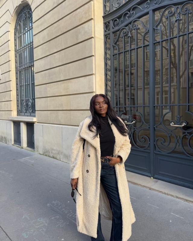 Mahli Shaggy Texture Robe Coat - Neutral – Pretty Lavish