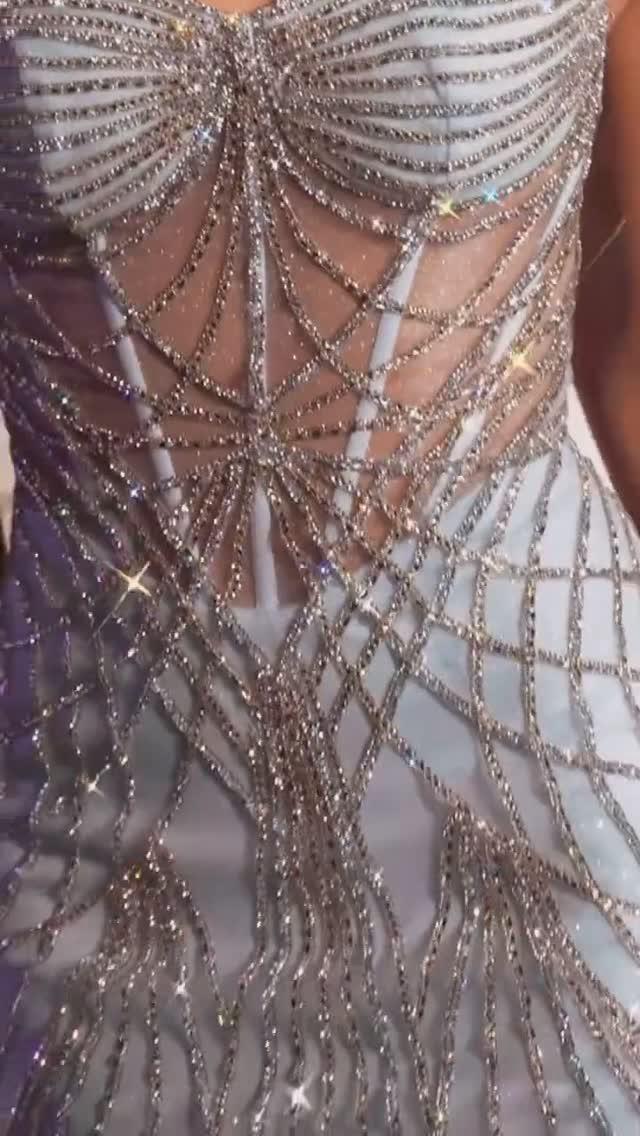 CELINE Couture Pearl Beaded Fitted Prom Dress | One Honey