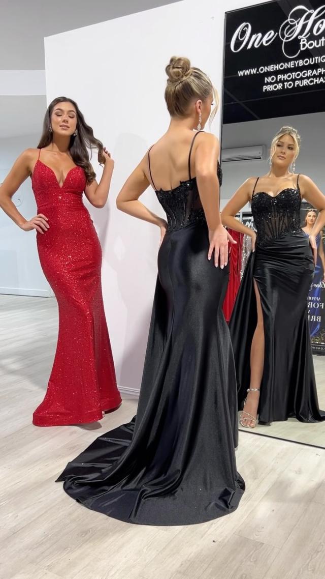 strapless open back dress Black Glitter Tulle Tiered High Low A-line Prom Dresses, CP0947 – clover sew main image 1