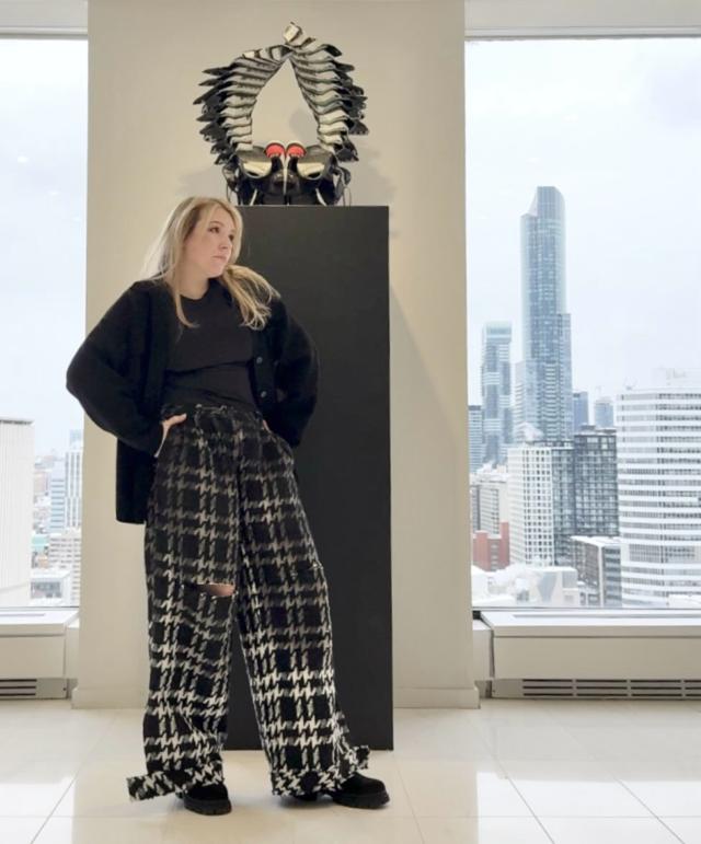パンツ whyto Hem design trouser Houndstooth Tweed Dress Pants - Kate Hewko