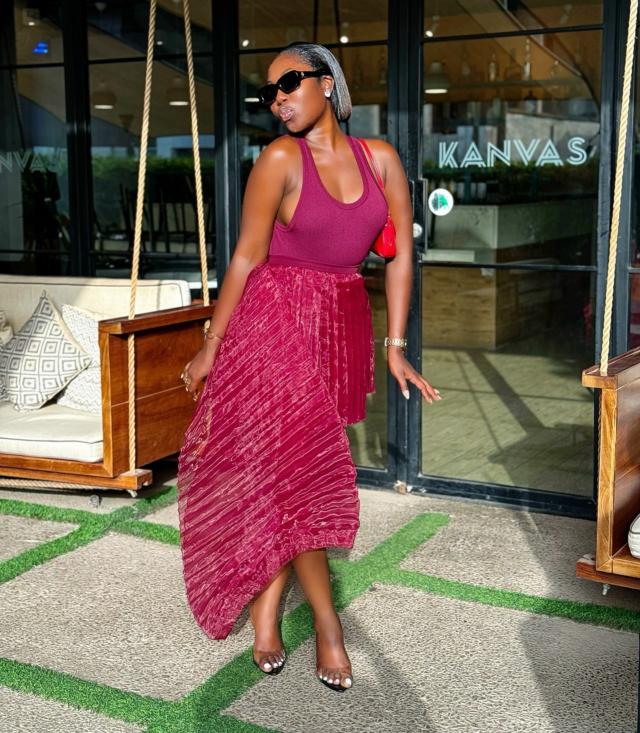 ANDREA IYAMAH IME SKIRT - WINE