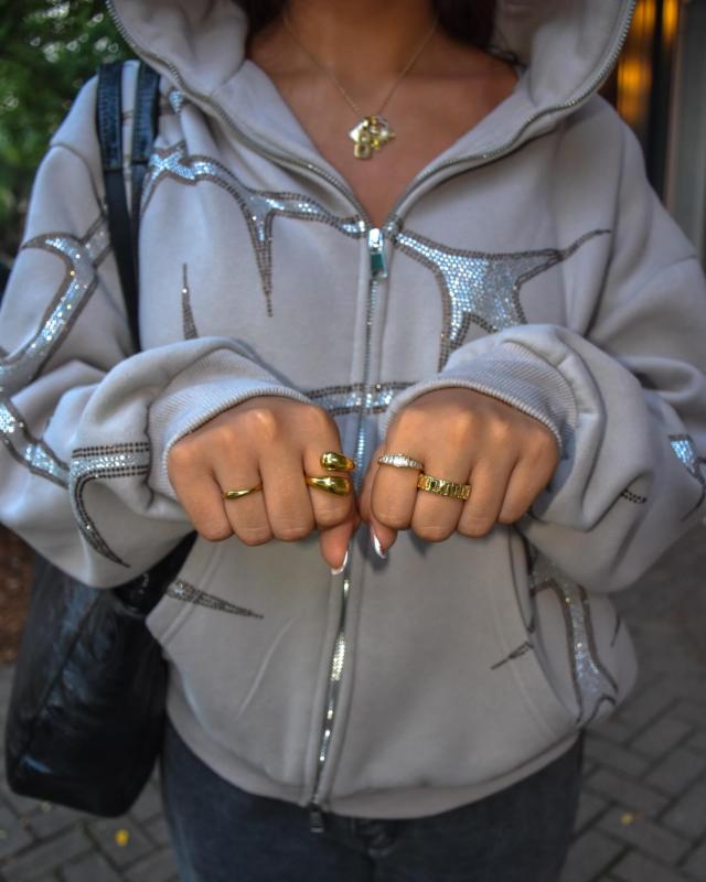 Thorn Rhinestone Zip Hoodie Bone – NAMED COLLECTIVE®