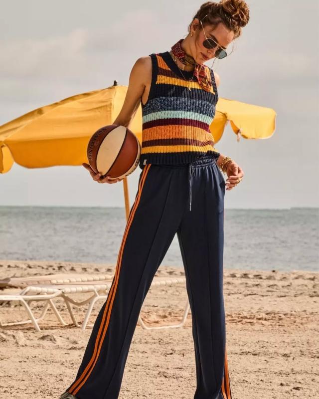 NELSON KNIT CROP VEST in STRIPE | The UPSIDE