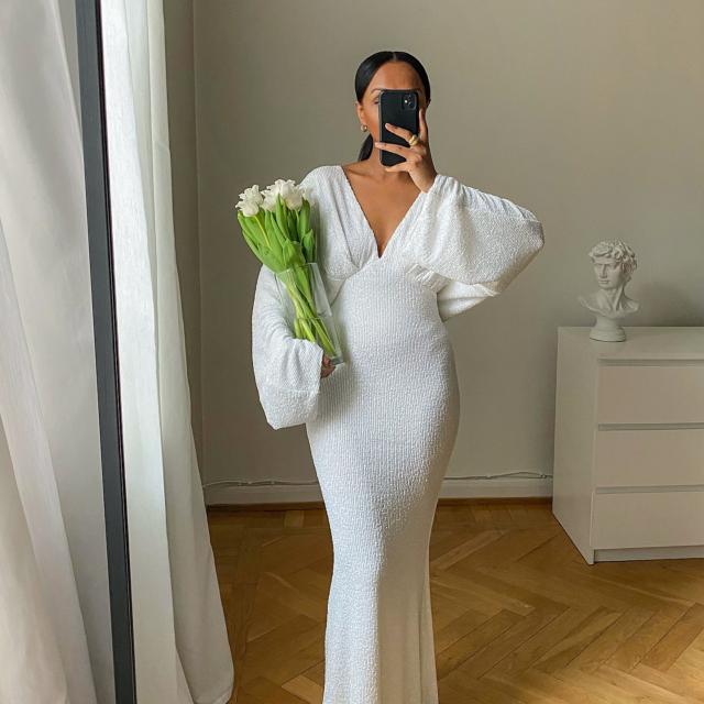 alexis blanc dress ivory Sequin Maxi Shop