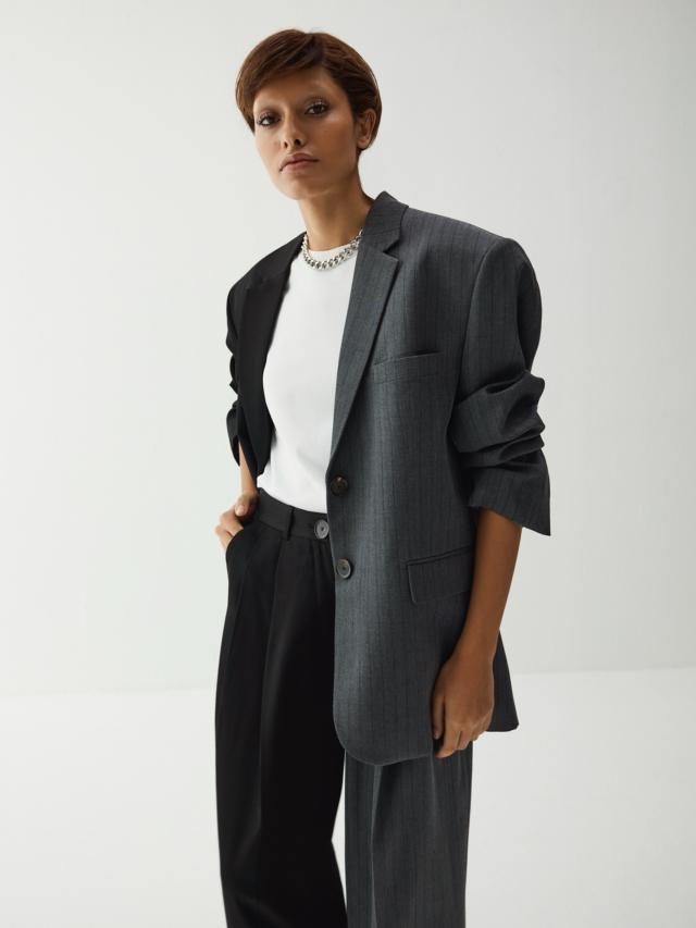 Zelda Trousers - Two-Tone Black & Grey Pinstripe – Bouguessa