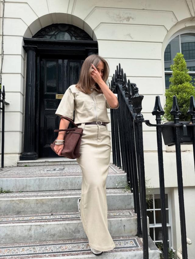 Women's Beige Tailored Maxi Skirt | Miley | 4th & Reckless