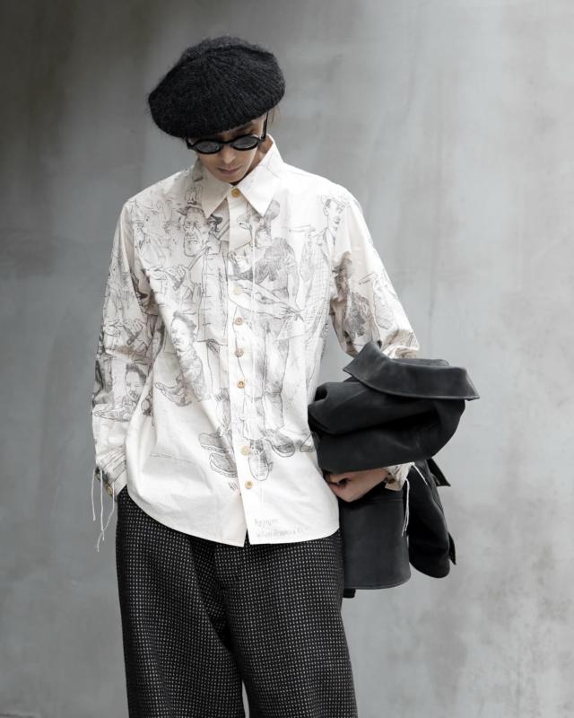 長袖シャツ（YUTA MATSUOKA） YUTA MATSUOKA long shirt / natural wrinkles linen (dark brown