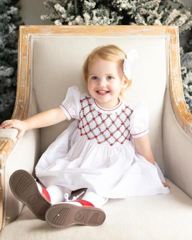 Girls Christmas Smocked Holiday Dress with Flowers I Feltman Brothers Girls Christmas Smocked Holiday Dress with Flowers I Feltman Brothers