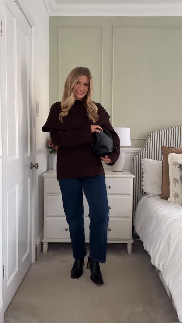 Sarlina Crossover Knit Cardigan With Button Neck - Chocolate Brown