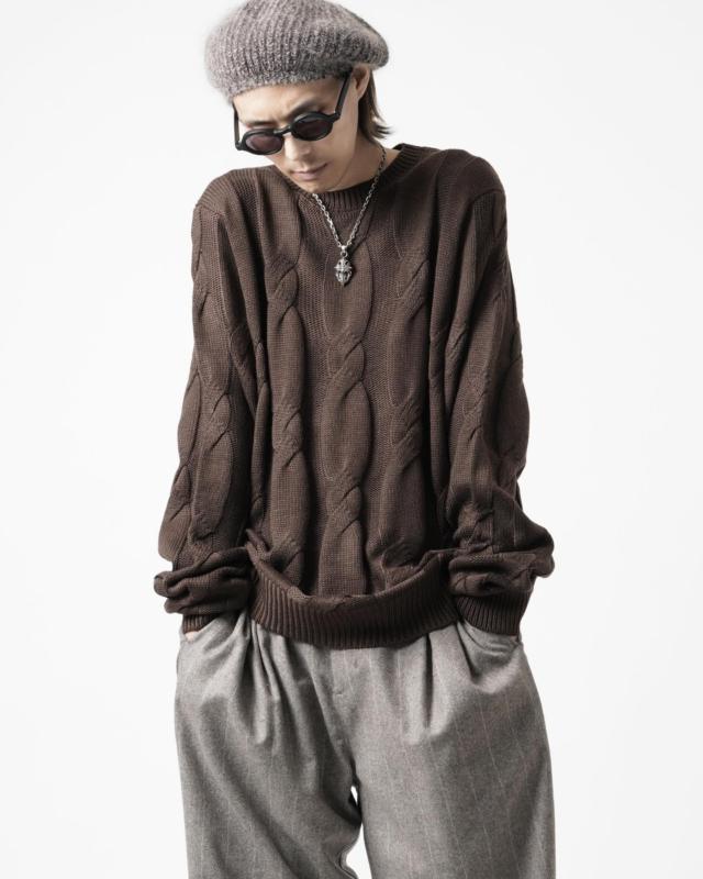 YUTA MATSUOKA long shirt / natural wrinkles linen (dark brown
