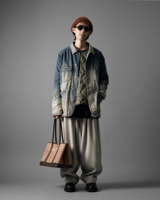 YUTA MATSUOKA long shirt / natural wrinkles linen (dark brown