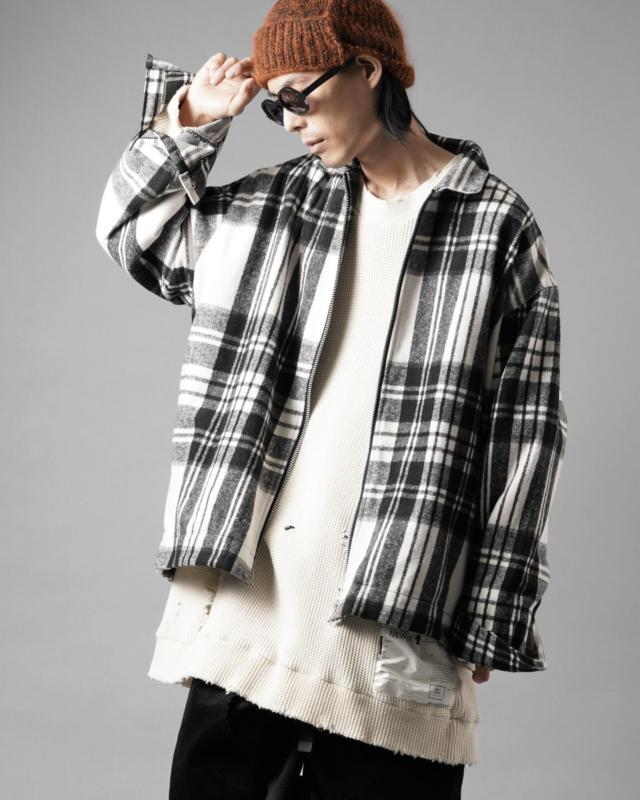 YUTA MATSUOKA long shirt / natural wrinkles linen (dark brown