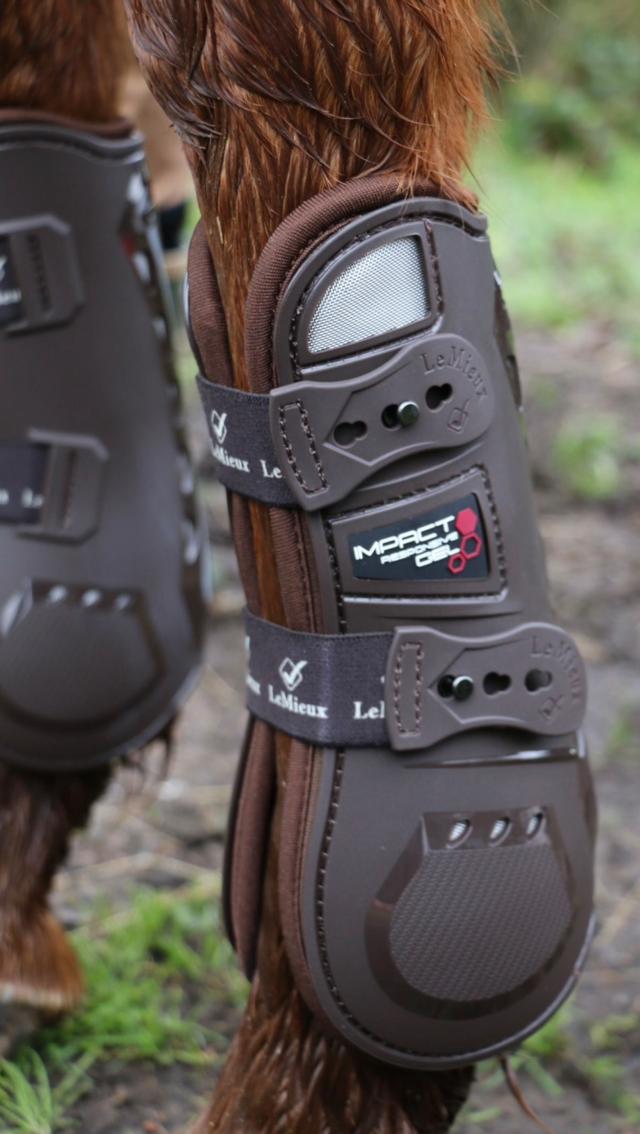 LeMieux Impact Responsive Vent Airflow Tendon & Fetlock Boots For Show Jumping - Black/Brown