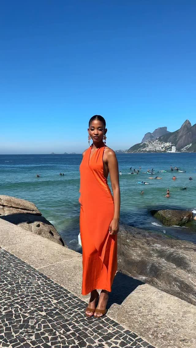 open lace back dress Andrea Naranja Midi Dress