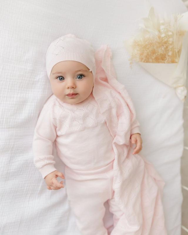 Lux Pointelle Knit Set with Hat I Boys Bris Outfit Knitted | Baby