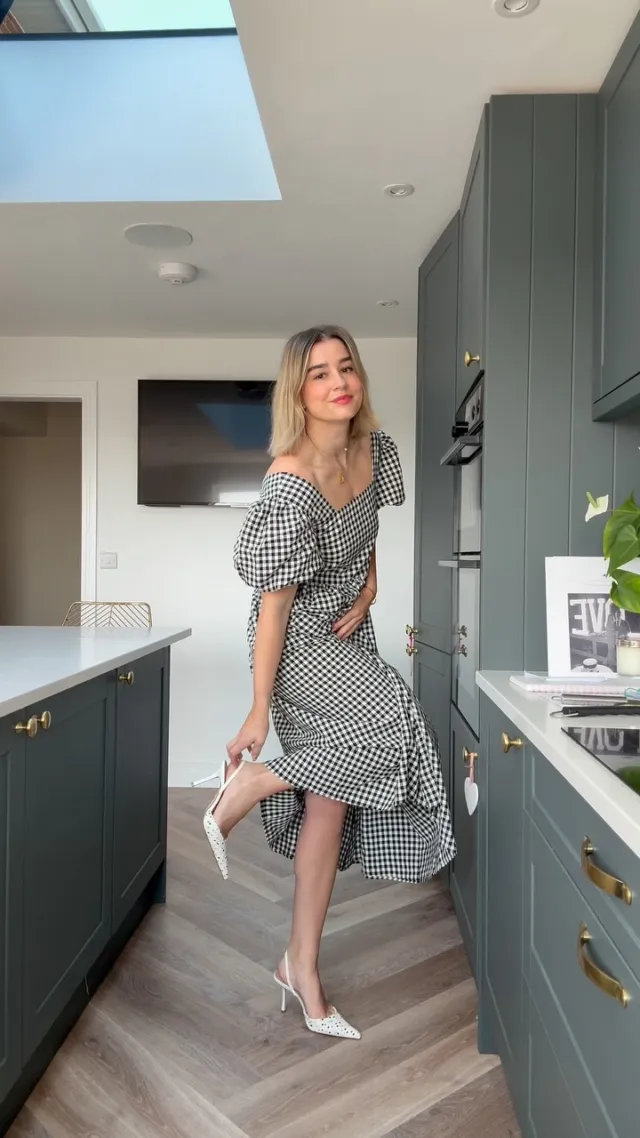 り*止様 Classic Monochrome Check Midi dress Black Gingham Midi Dress – Needs No Label