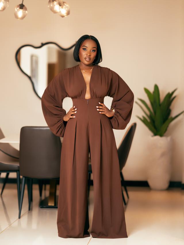 ANDREA IYAMAH ZERRA JUMPSUIT - COFFEE