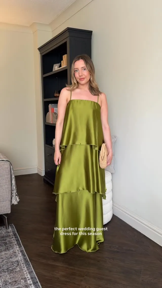 tove green dress this is absolutely beautiful! the perfect guest dress for a summer wedding 💒🤍 tiered dresses Maxi dresses
