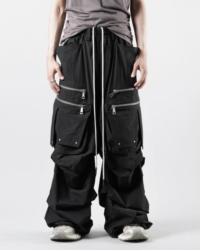 SAMPLE SALE】A.F ARTEFACT COATING RAMDOM GATHER WIDE PANTS (BLACK