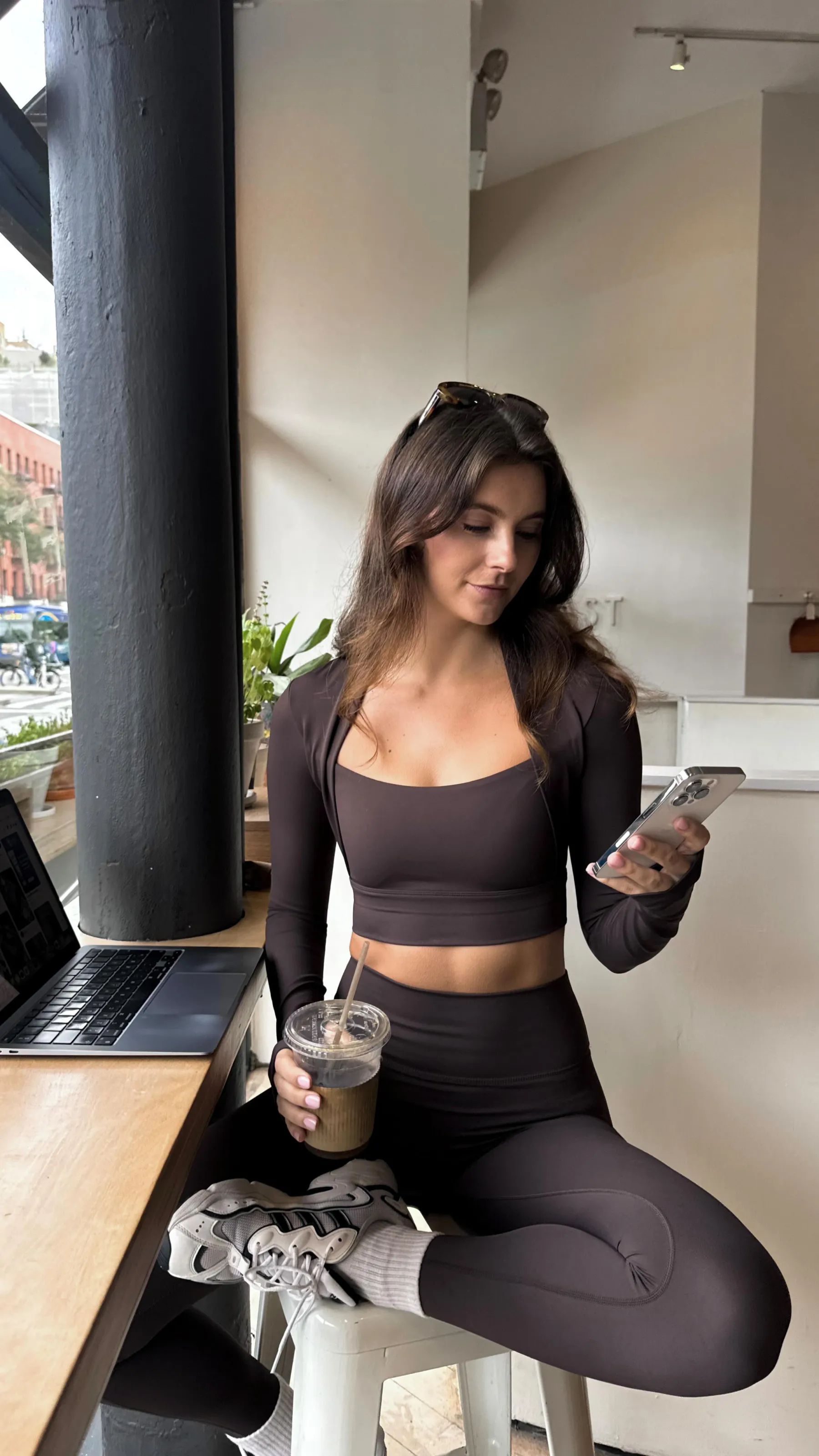 Softsculpt Bolero Long Sleeve Top - Espresso