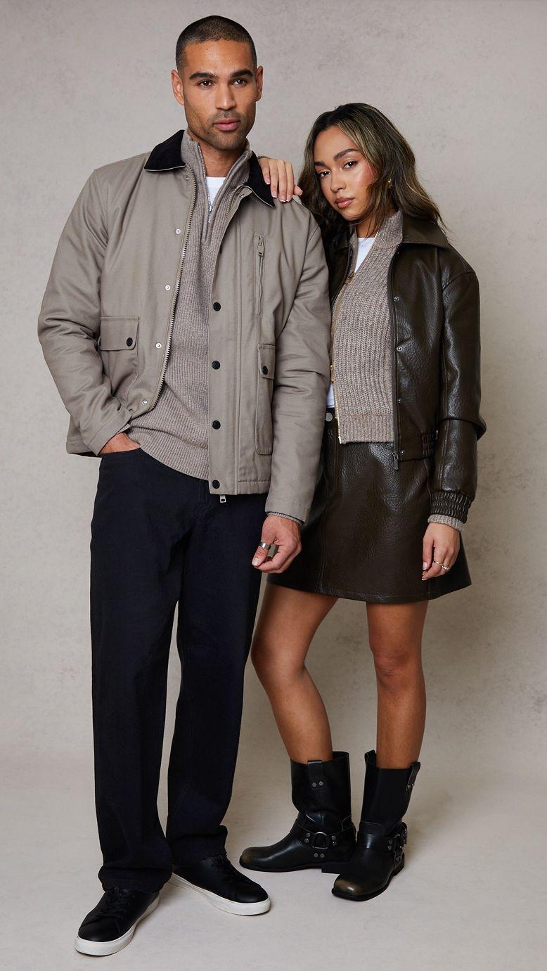 最終限定値下げ Uhr ウーア Fake Suede Jacket Khaki Threadbare Men's Khaki Green Faux Suede Borg Lined Aviator Jacket