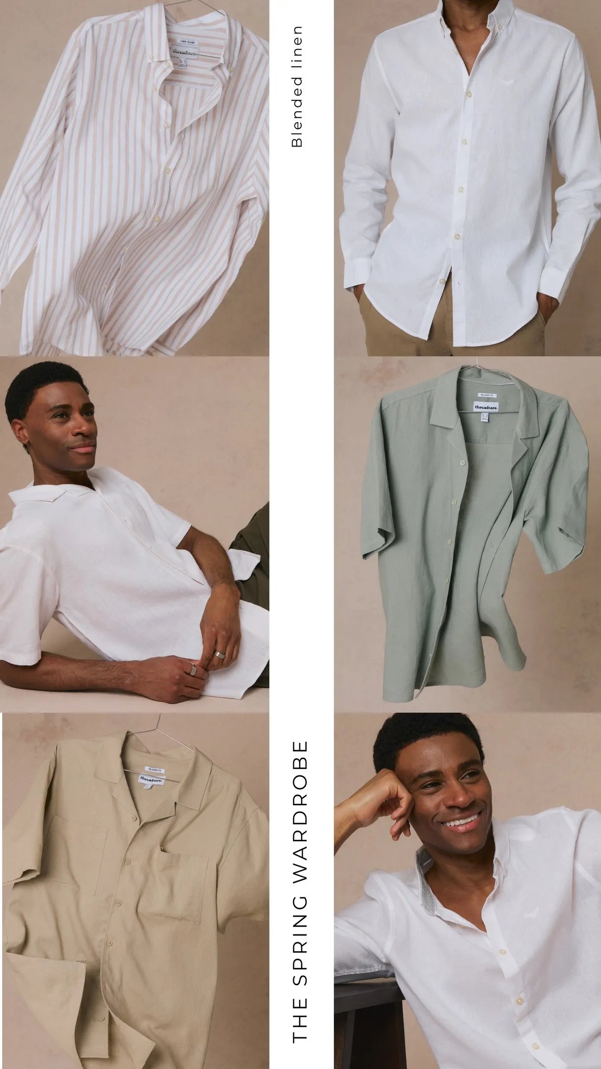 Threadbare Men's Sage Green Long Sleeve Linen Blend Shirt