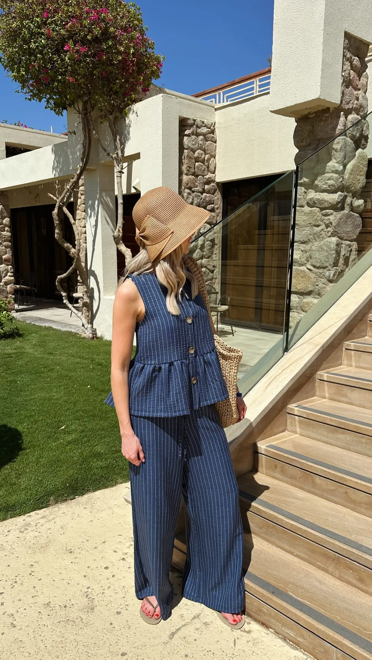 Blue Stripe Peplum Top – Needs No Label