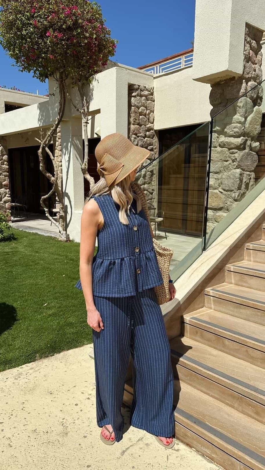 Blue Stripe Peplum Top – Needs No Label
