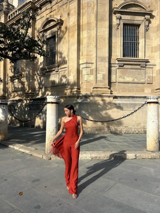 my fluffy tail pompon jumpsuit ロンパース Final Sale Plus Size Jumpsuit with Soft Crepe Fabric in