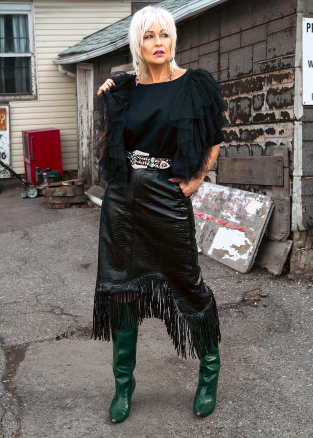 Fringe Trim Snakeskin Skirt - Kate Hewko