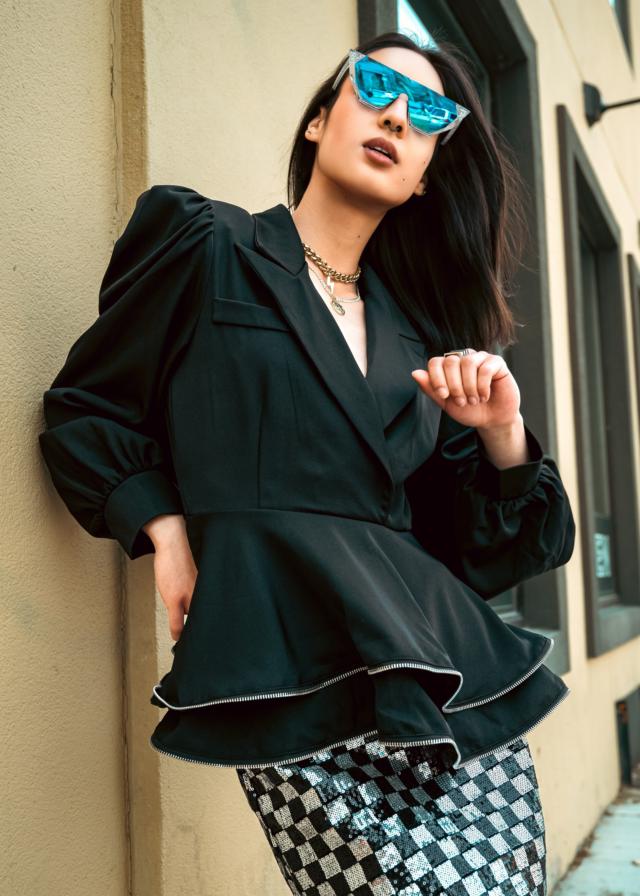 Zipper Hem Peplum Blouse - Kate Hewko