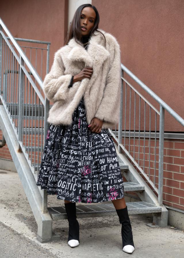 Cream Faux Fur Coat - Kate Hewko