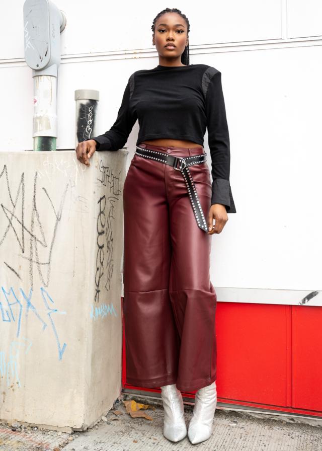 Vegan Leather Wide Leg Pant - Kate Hewko