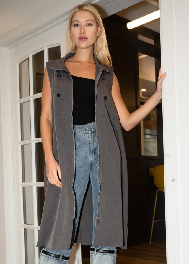 Long Mock Neck Utility Vest - Kate Hewko