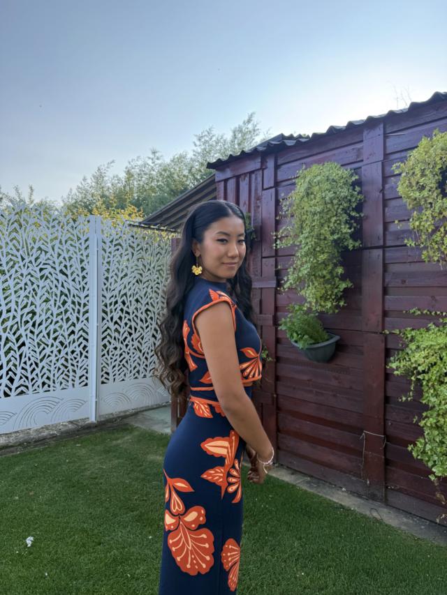 Jupe Et Spencer Corail Marks And Spencer – Taille 14 – Lin 100% – Évasée, Doublée – Occasion